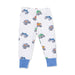 Children's pajama pants with monster truck pattern on a white background