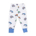 Children's leggings with monster truck pattern on a white background