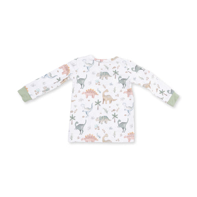 Long-sleeve shirt with dinosaur pattern on a white background
