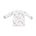 Long-sleeve shirt with dinosaur pattern on a white background