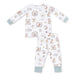 Children's pajama set with animal pattern on a white background