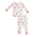 white loungewear set with pink ballet print with violin and ballet slippers