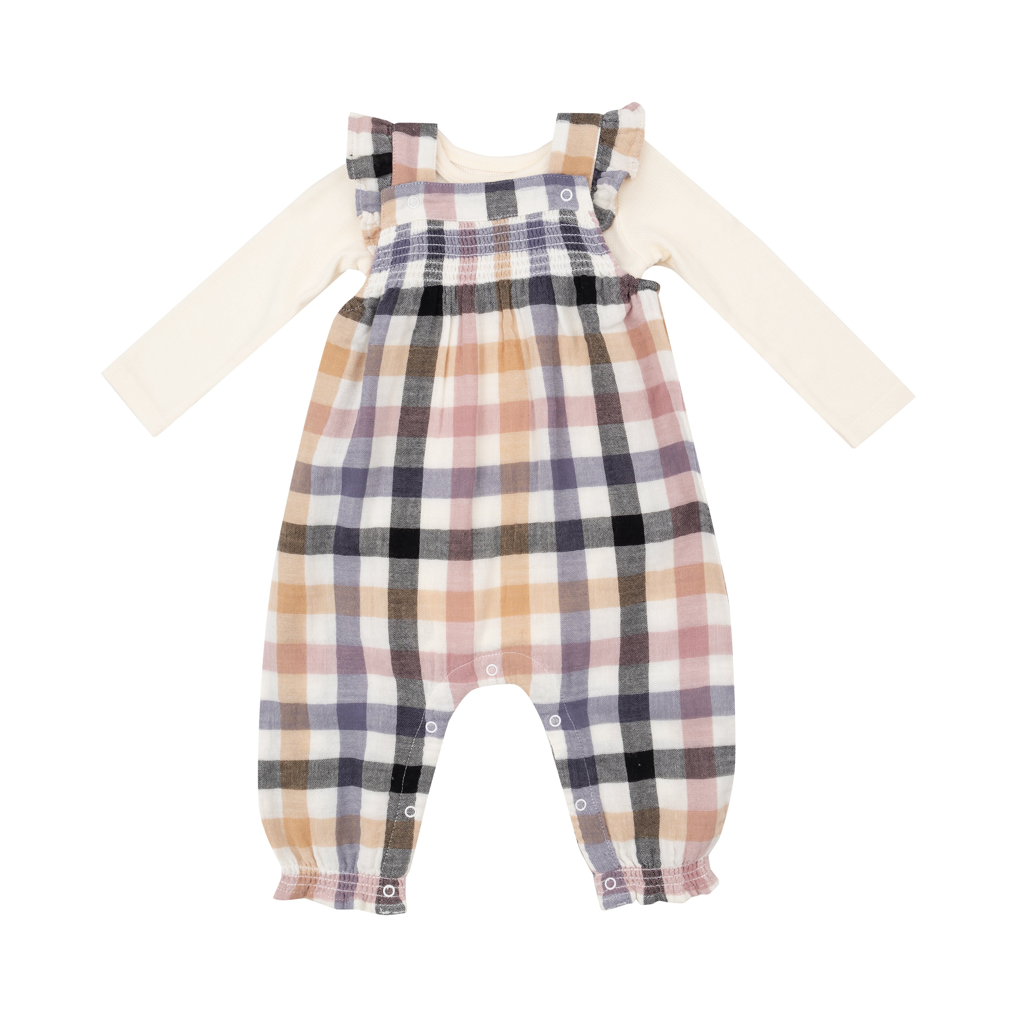 Smocked Overall - Harvest Plaid