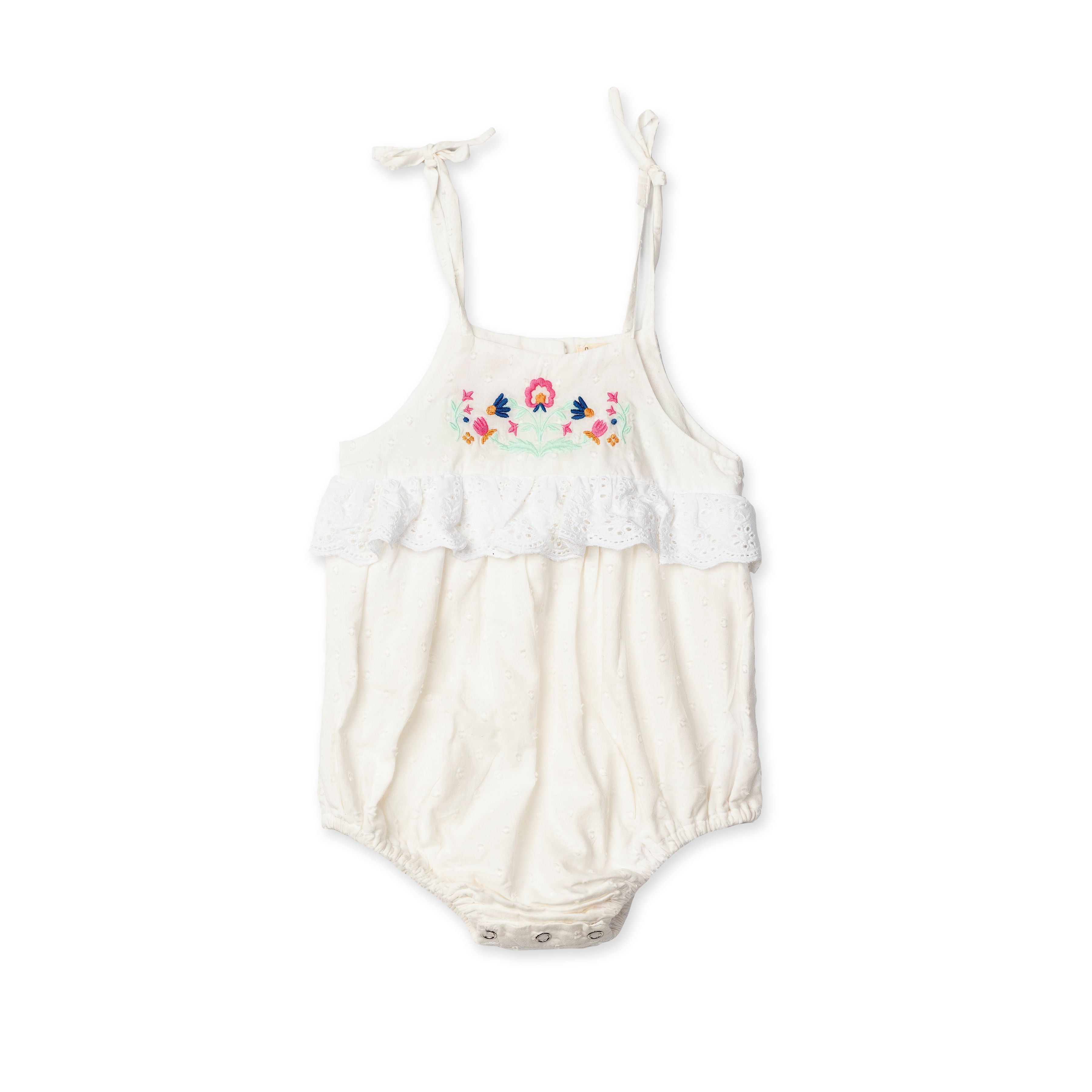 Flora Romper - Pearl Embroidery