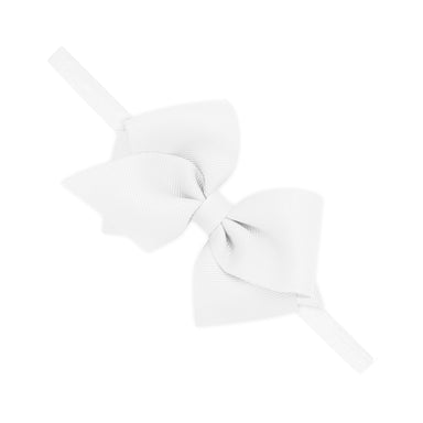 White Grosgrain Bow on Matching Skinny Nylon Band