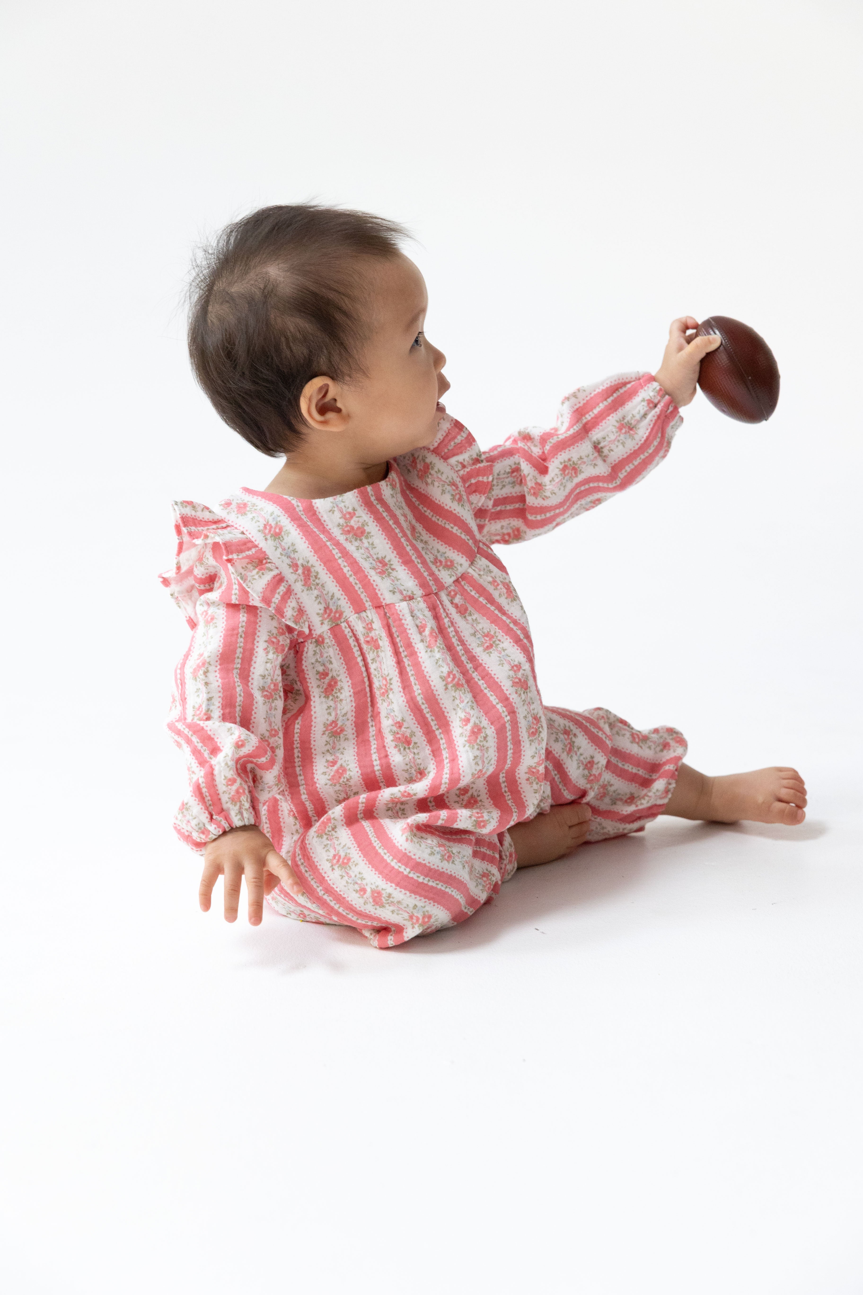 Ruffle Sleeve Romper - Suzie Floral Stripe