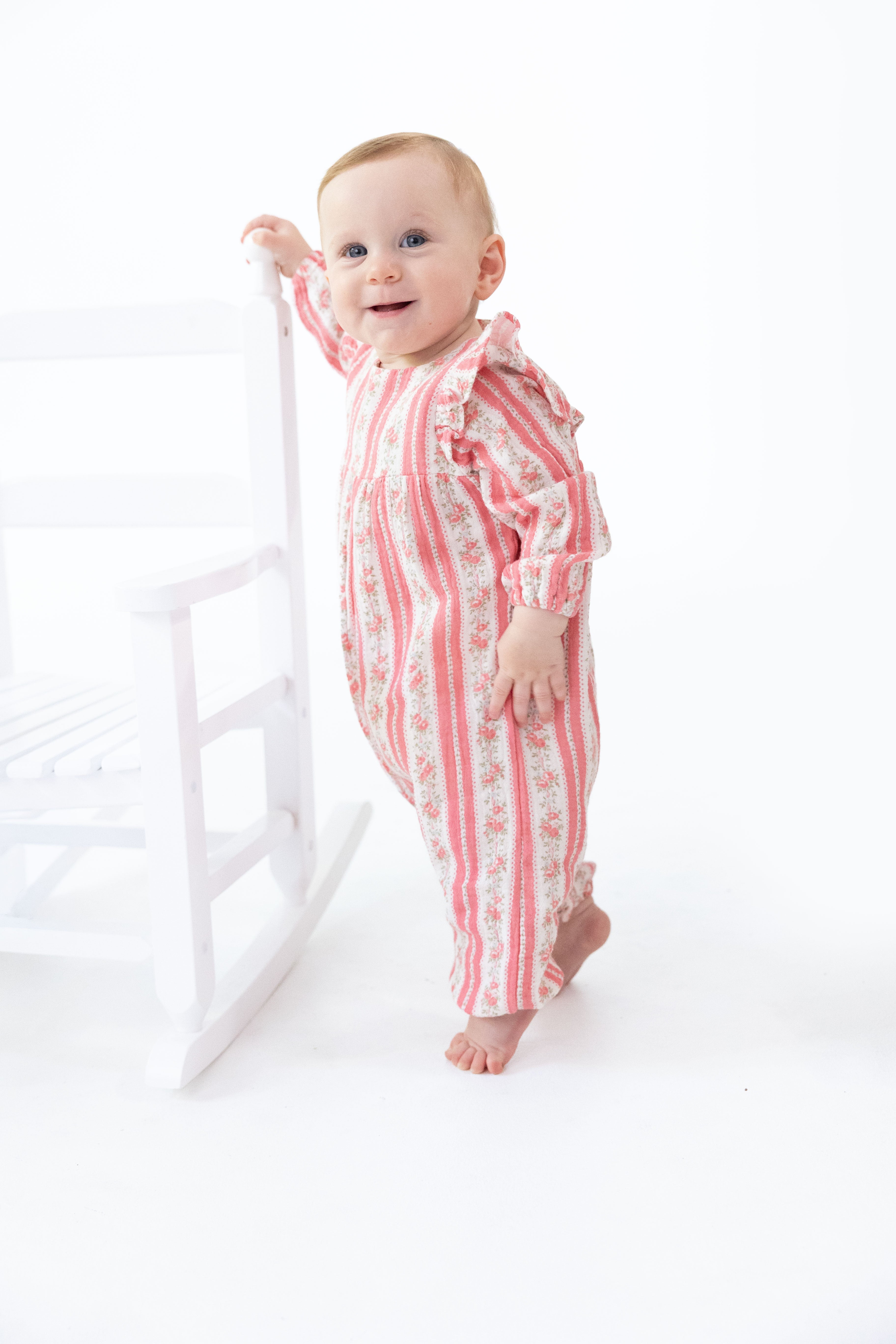 Ruffle Sleeve Romper - Suzie Floral Stripe