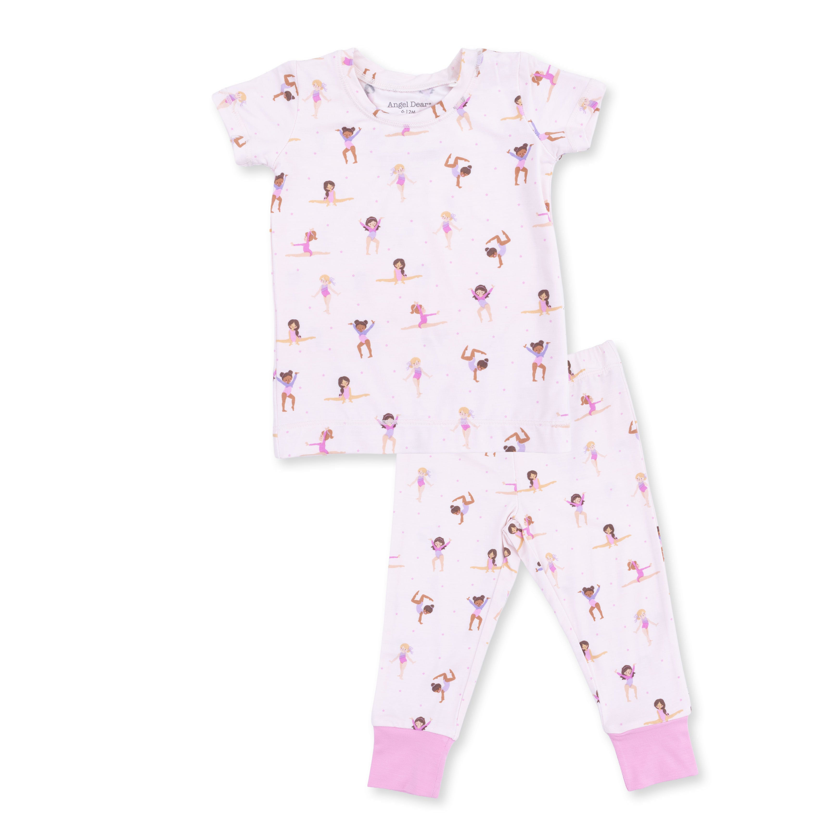 Children's pajama set with tumbler pattern on a white background