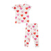 white short sleeve lounge wear set with red and pink hearts