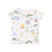 Children's t-shirt with camping-themed graphics on a white background