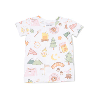 Baby blanket with camping patterns on a white background