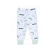 Children's leggings with fishing-themed pattern on a white background
