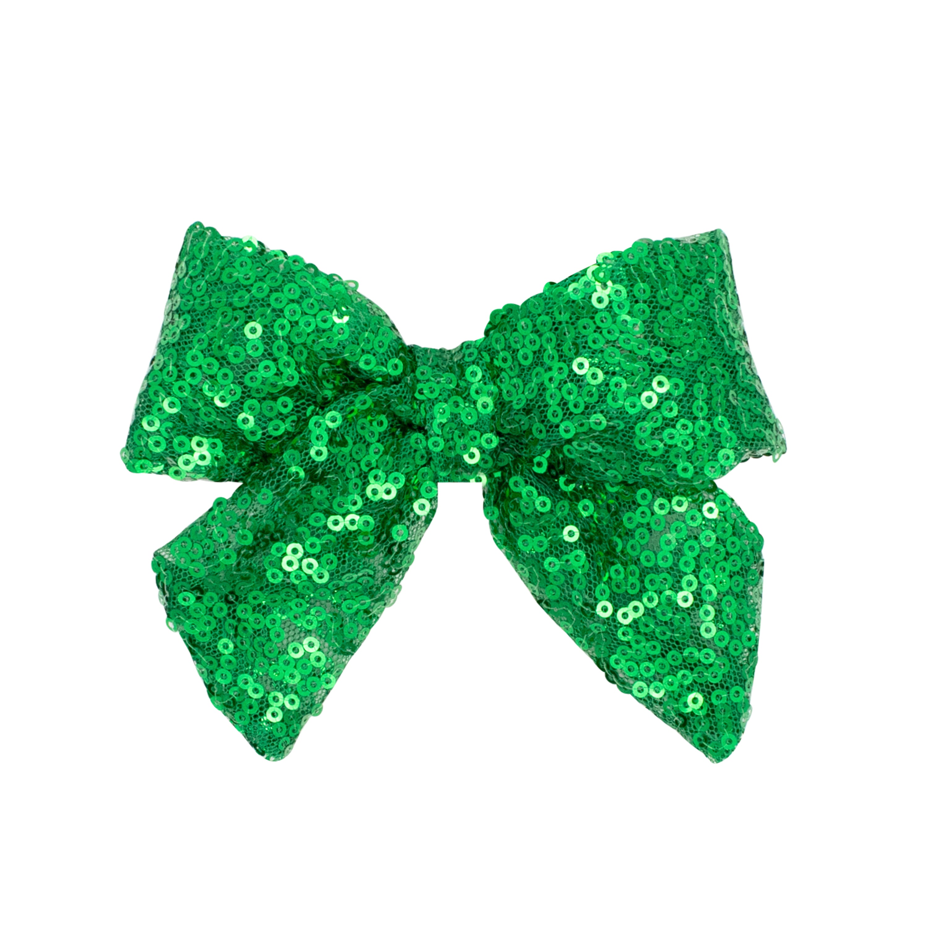 Wee Ones green sequin bow with tails sparkling holiday hair accessory for festive Christmas celebrations
