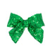 Wee Ones green sequin bow with tails sparkling holiday hair accessory for festive Christmas celebrations