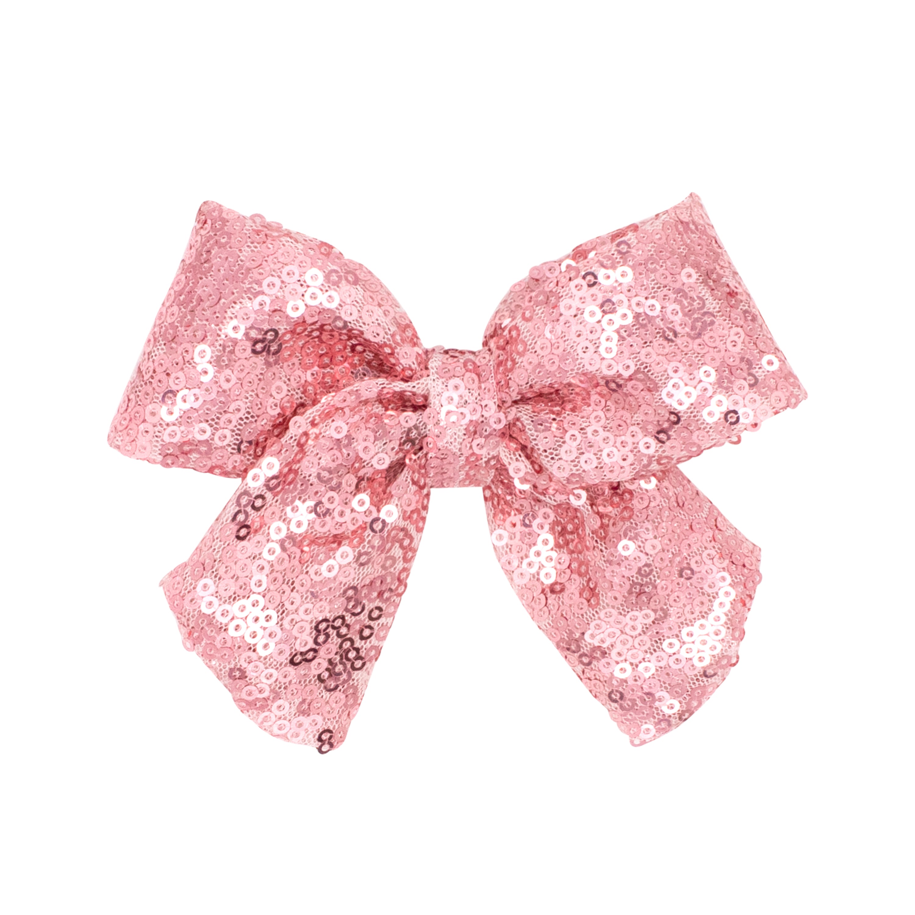 Pink sequin bow with tails by Wee Ones for festive holiday outfits and Christmas celebrations