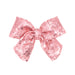 Pink sequin bow with tails by Wee Ones for festive holiday outfits and Christmas celebrations