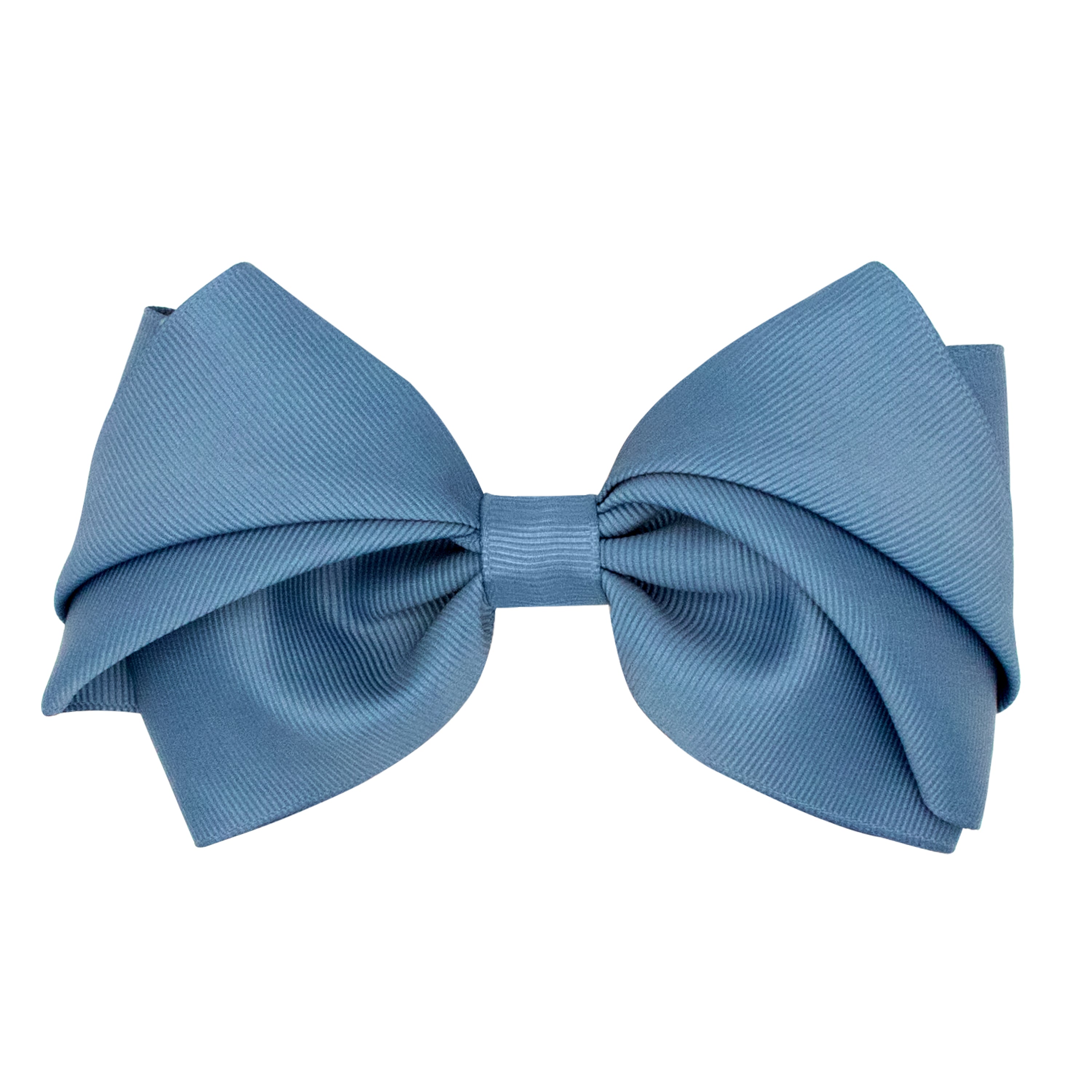 Smoke blue pleated grosgrain hair bow