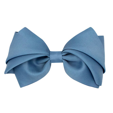 Smoke blue pleated grosgrain hair bow