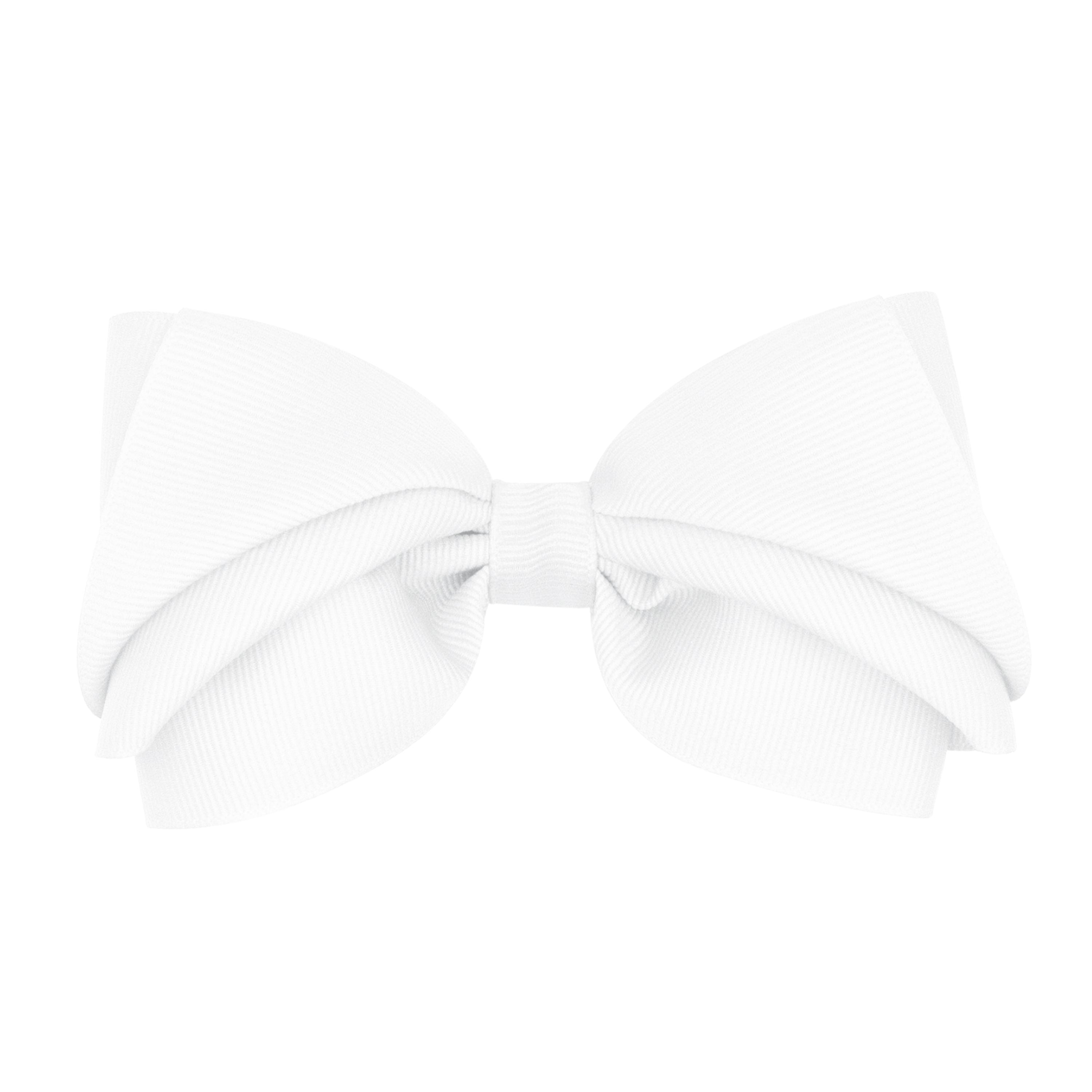 White pleated grosgrain hair bow