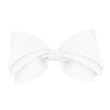 White pleated grosgrain hair bow
