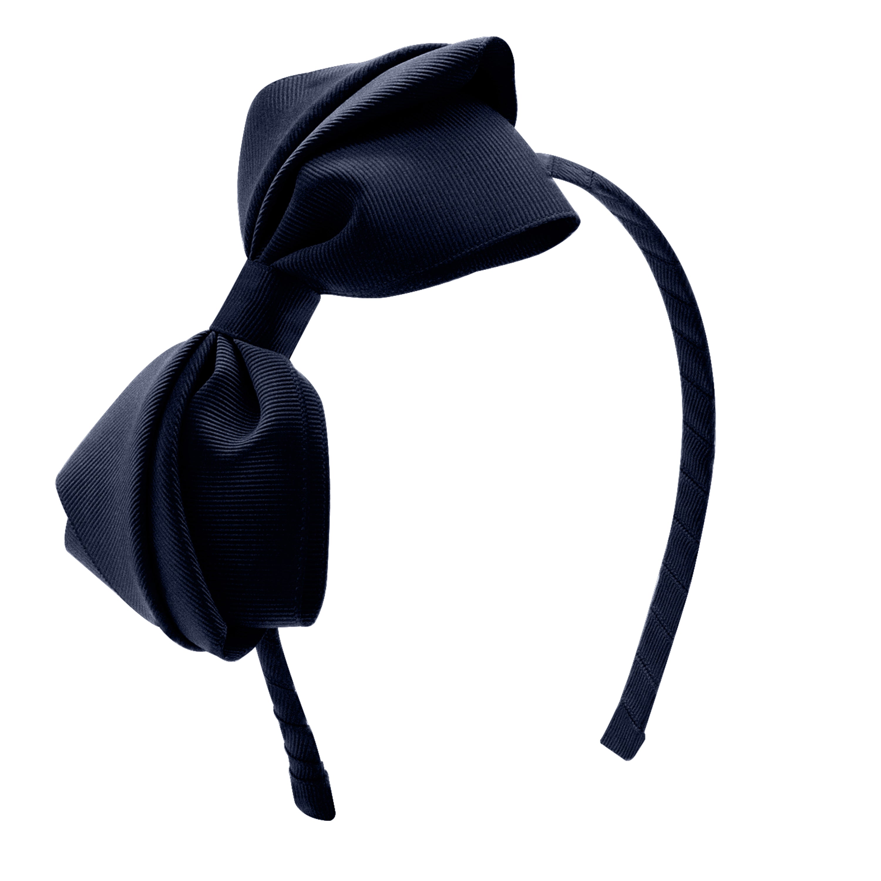 Navy pleated grosgrain hair bow headband