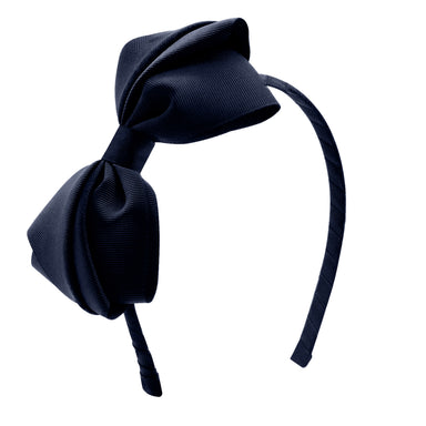 Navy pleated grosgrain hair bow headband