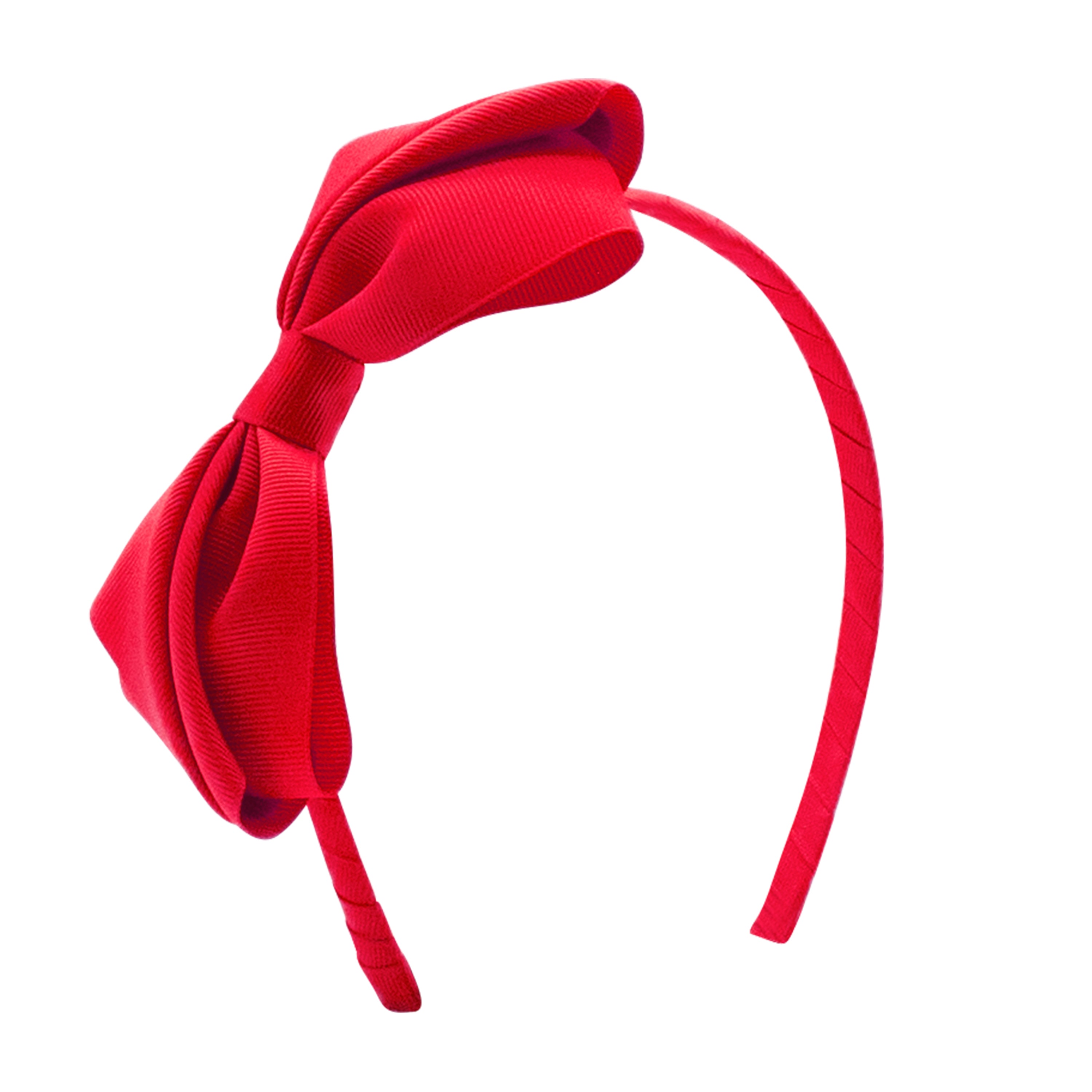 Red pleated grosgrain hair bow headband