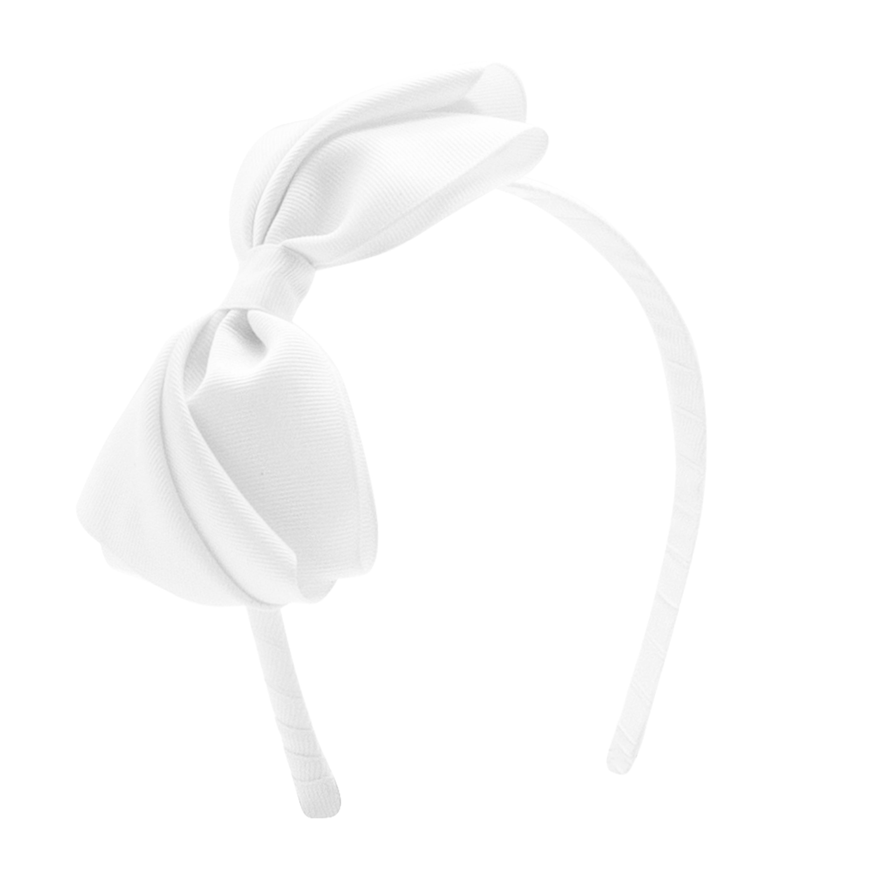 Pleated Grosgrain Hair Bow Headband- White