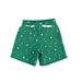 Green swimtrunk with golf pattern on a white background