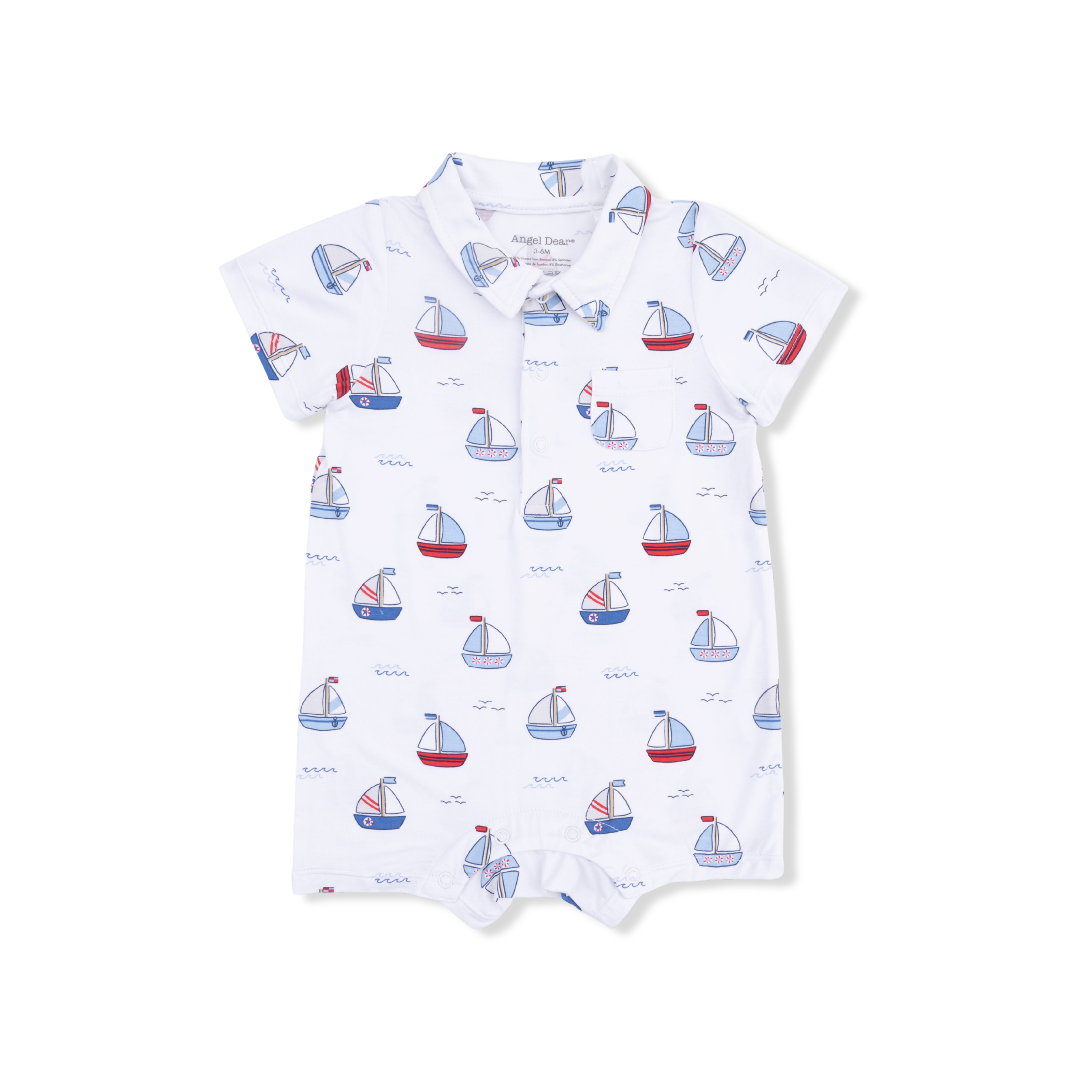Polo Shortie - Bubbly Sailboats Blue