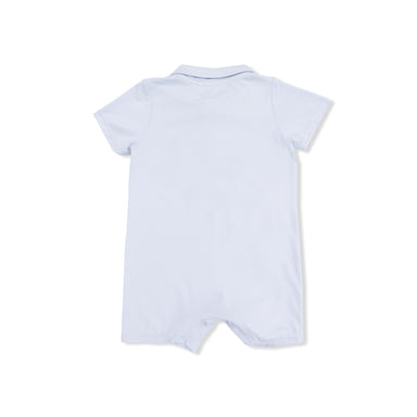 White baby romper with collar on a white background