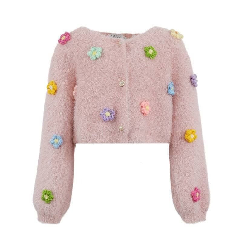 Cardigan - 3D Rainbow Daisy