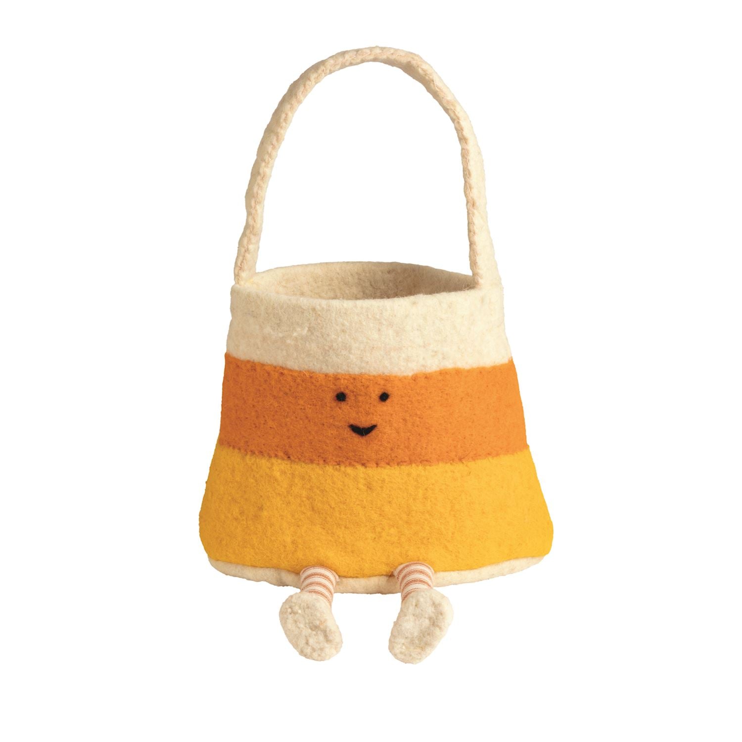 Candy corn Halloween basket with dangle legs