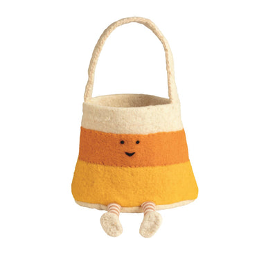 Candy corn Halloween basket with dangle legs