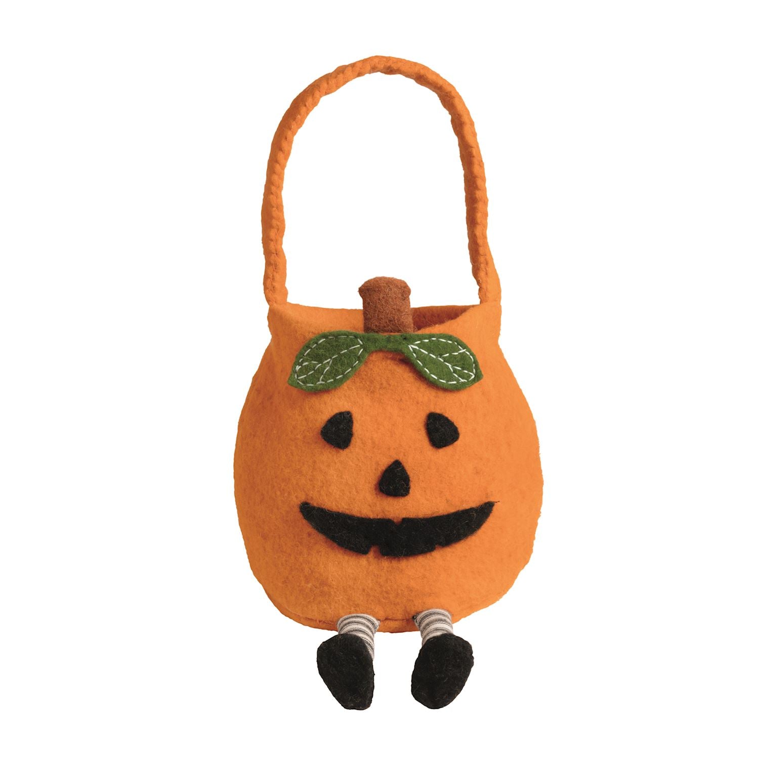 Pumpkin Halloween treat basket with dangle legs
