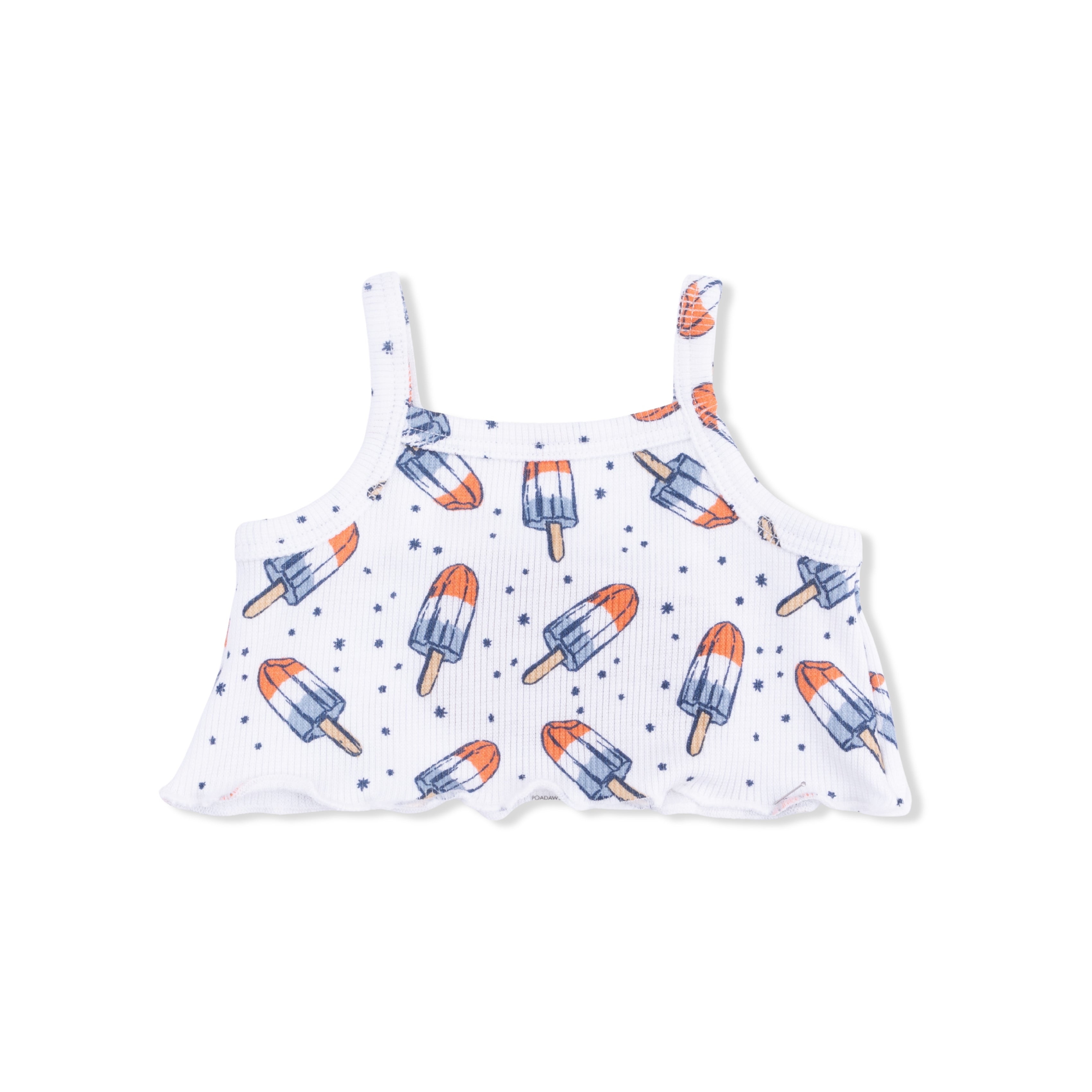 White tank top with popsicle pattern on a white background