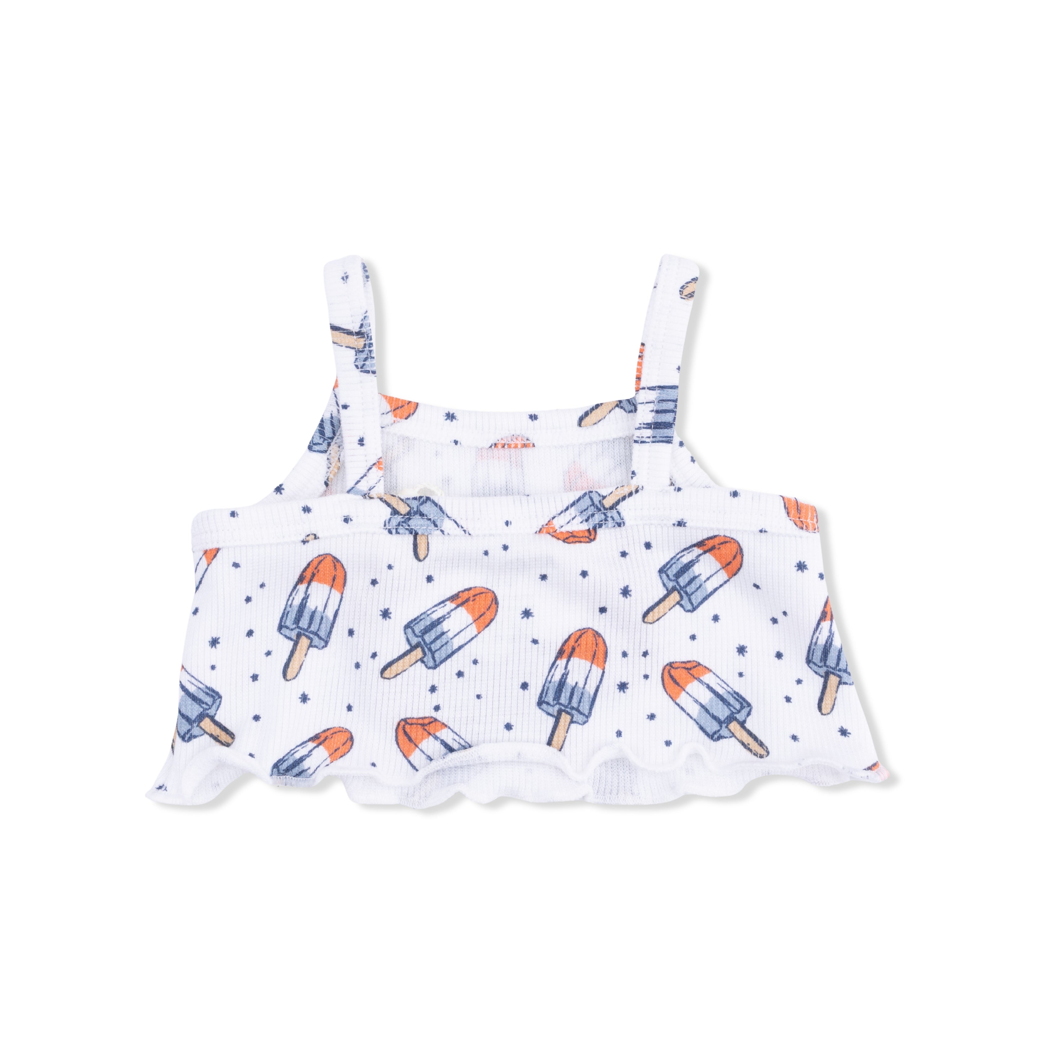 Children's tank top with popsicle pattern on a white background