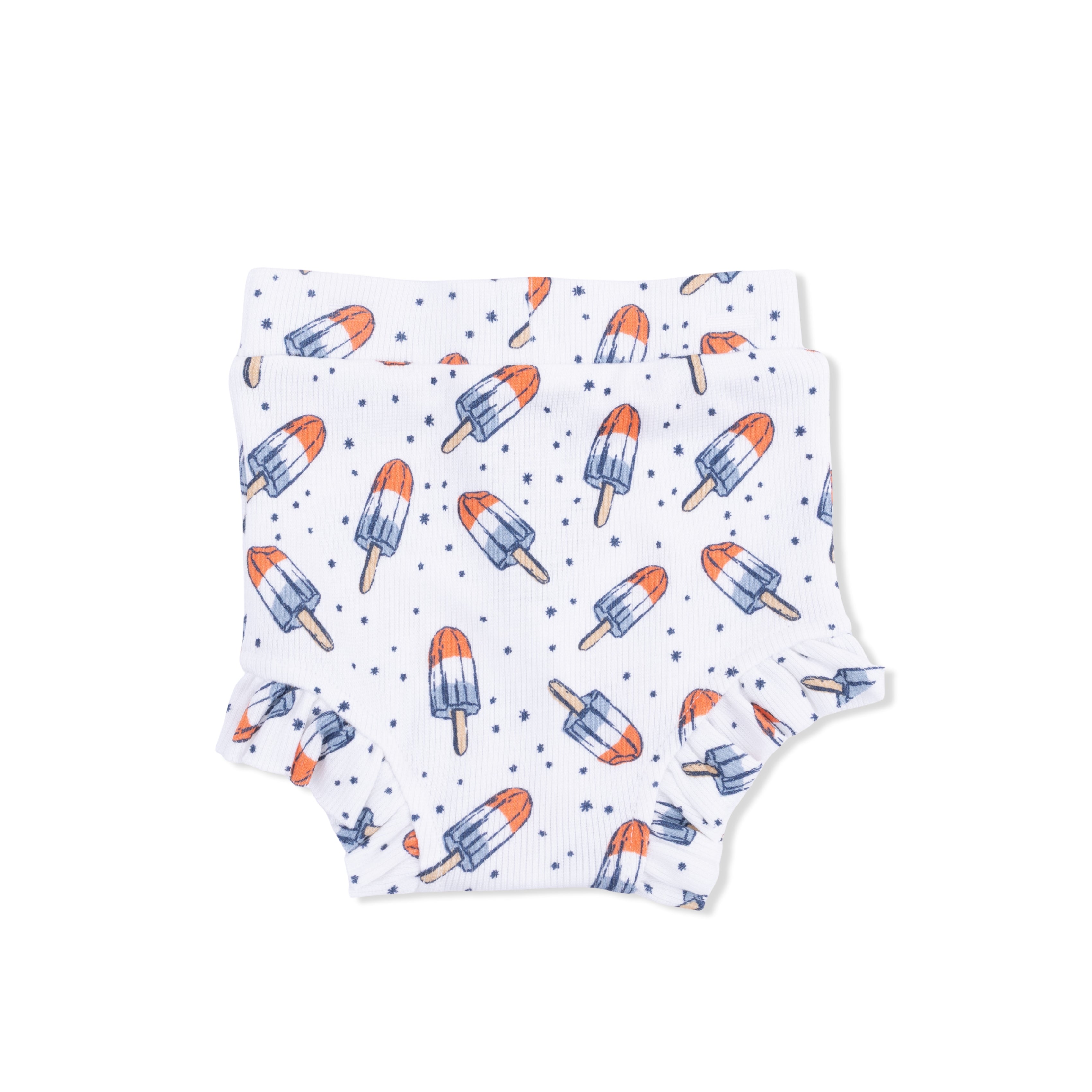 Baby short with popsicle pattern on a white background