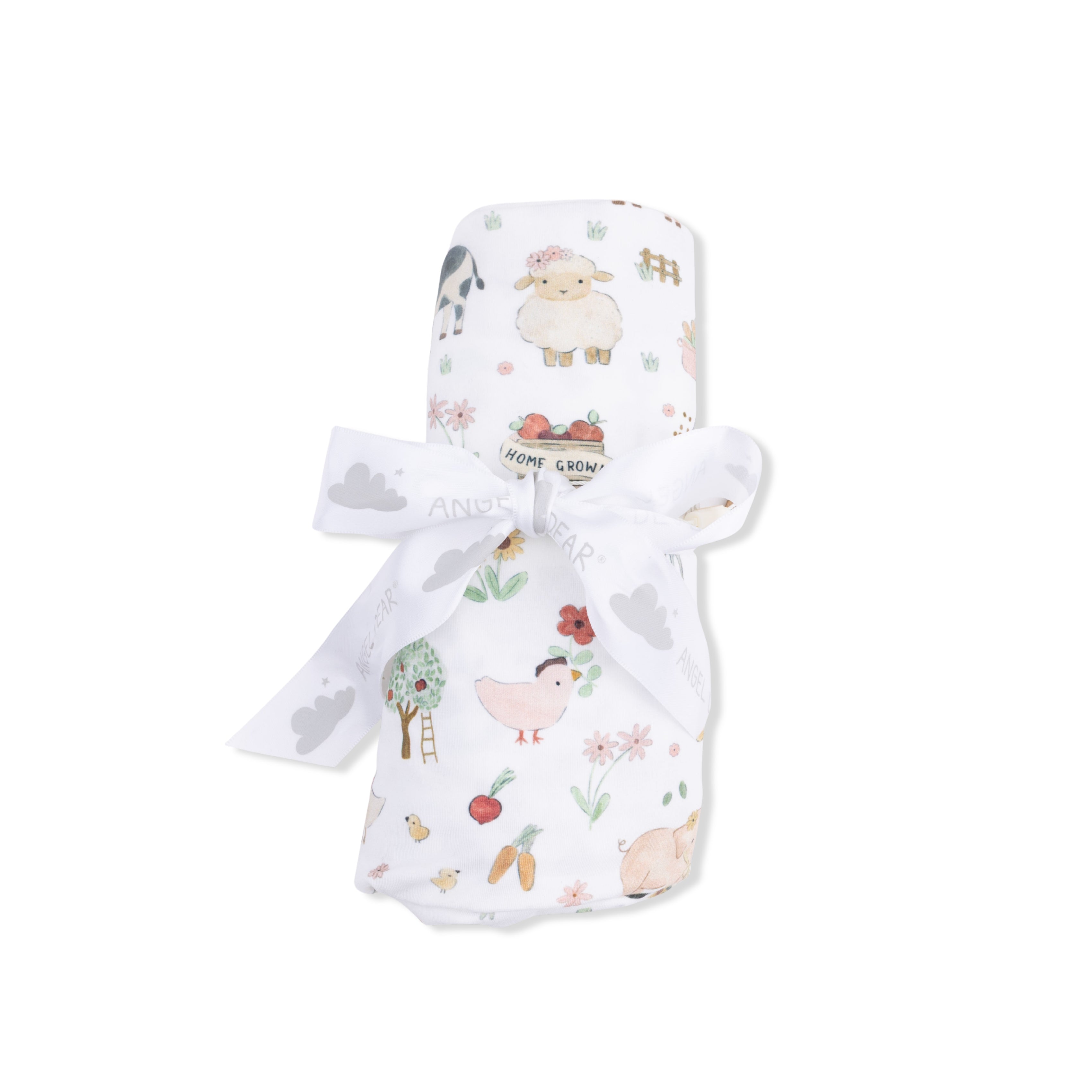 Swaddle Blanket - Cute Farm Animals Pink