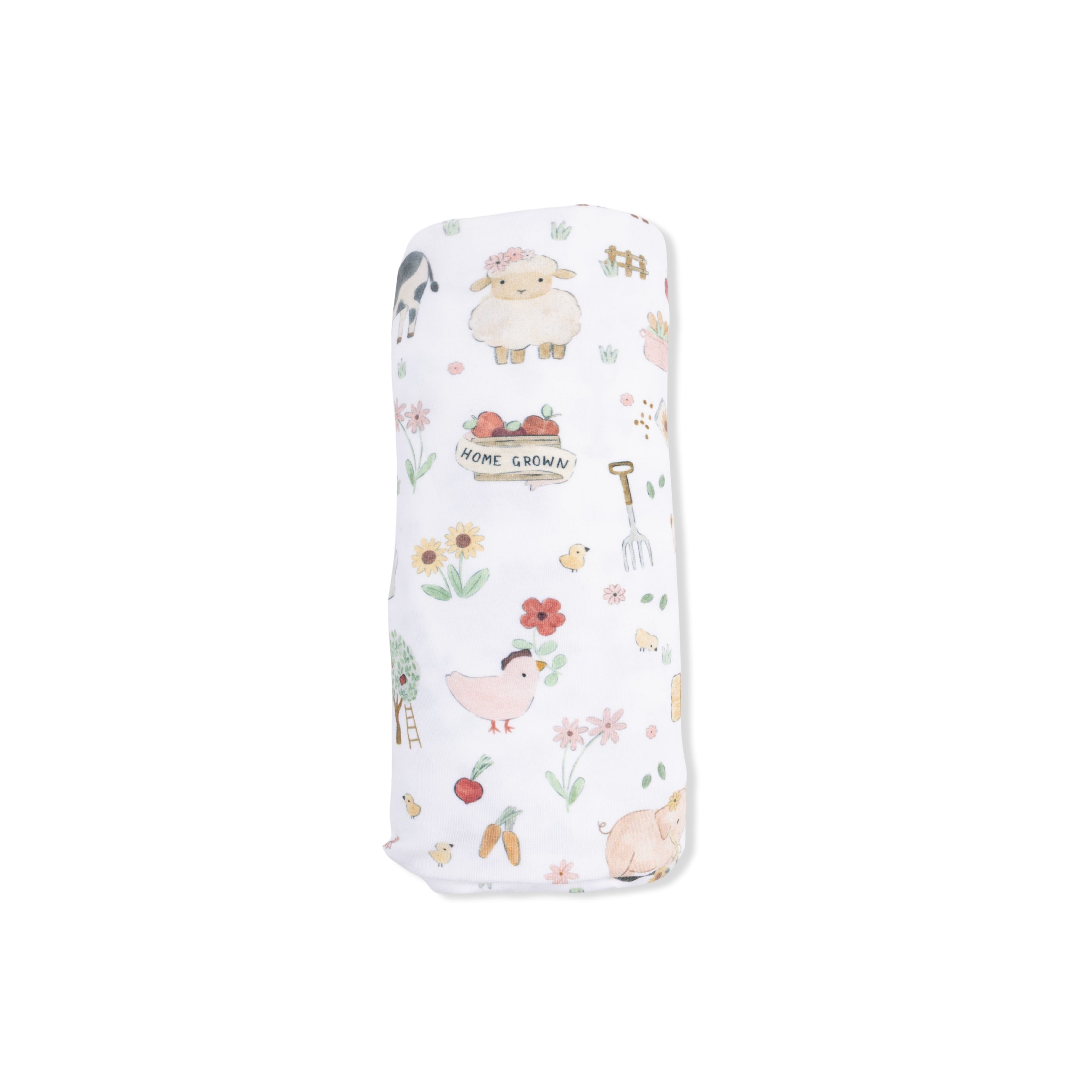 Swaddle Blanket - Cute Farm Animals Pink