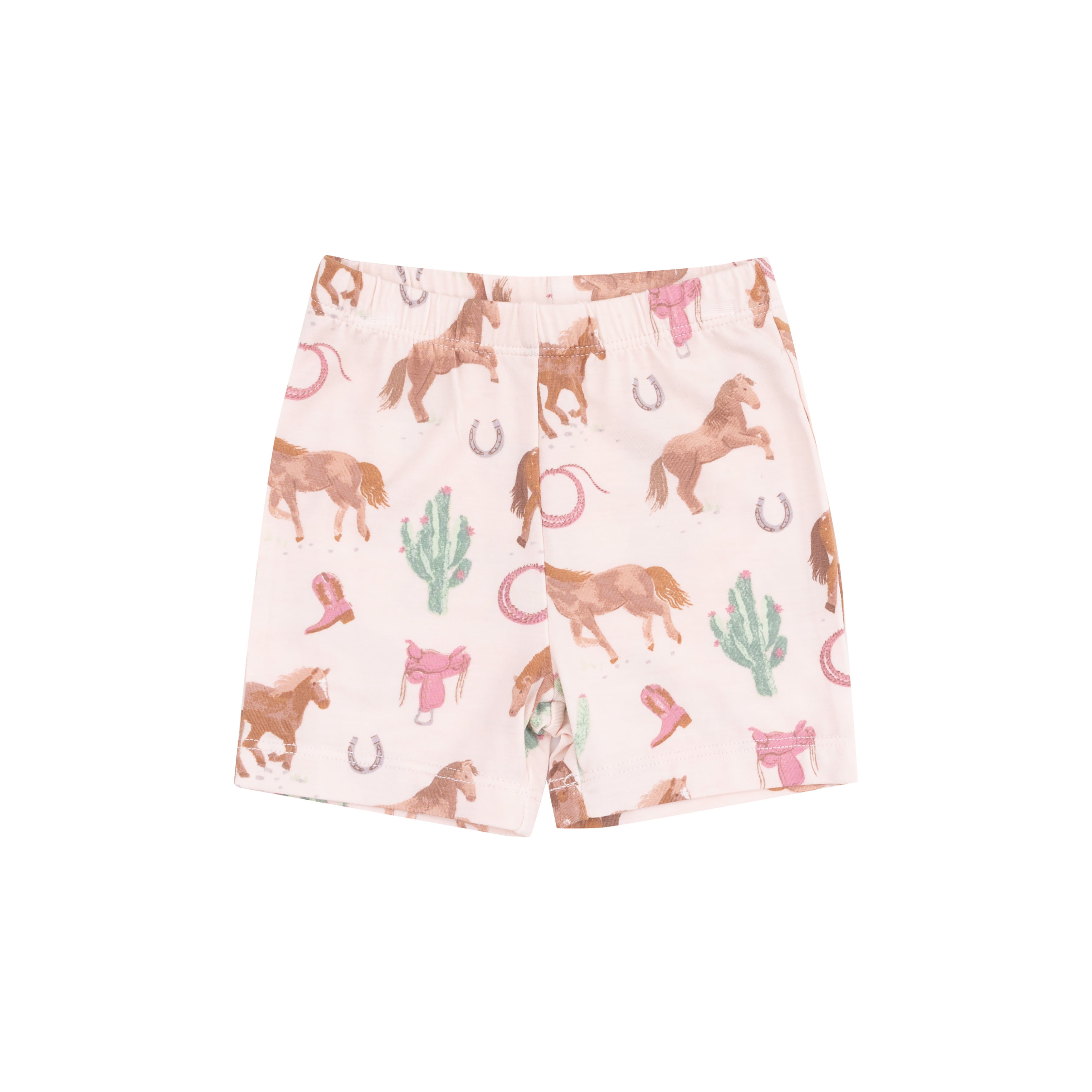 Loungewear Short Set - Western Horses Pink