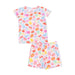 Colorful children's pajama set with gummy bear pattern on a white background