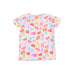 Colorful t-shirt with gummy bear pattern on a white background