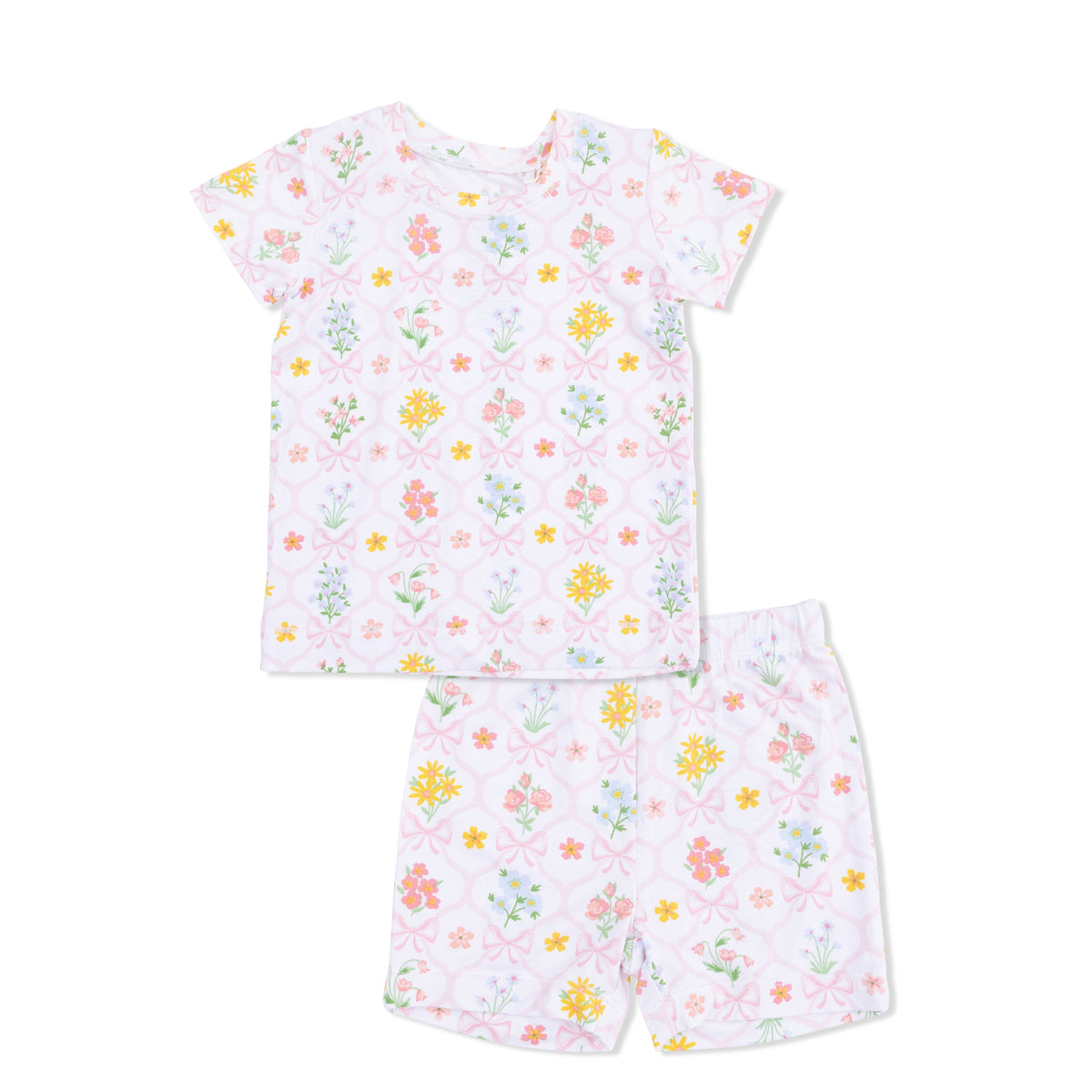Loungewear Short Set - Spring Blooms Bow Trellis — Collins & Conley
