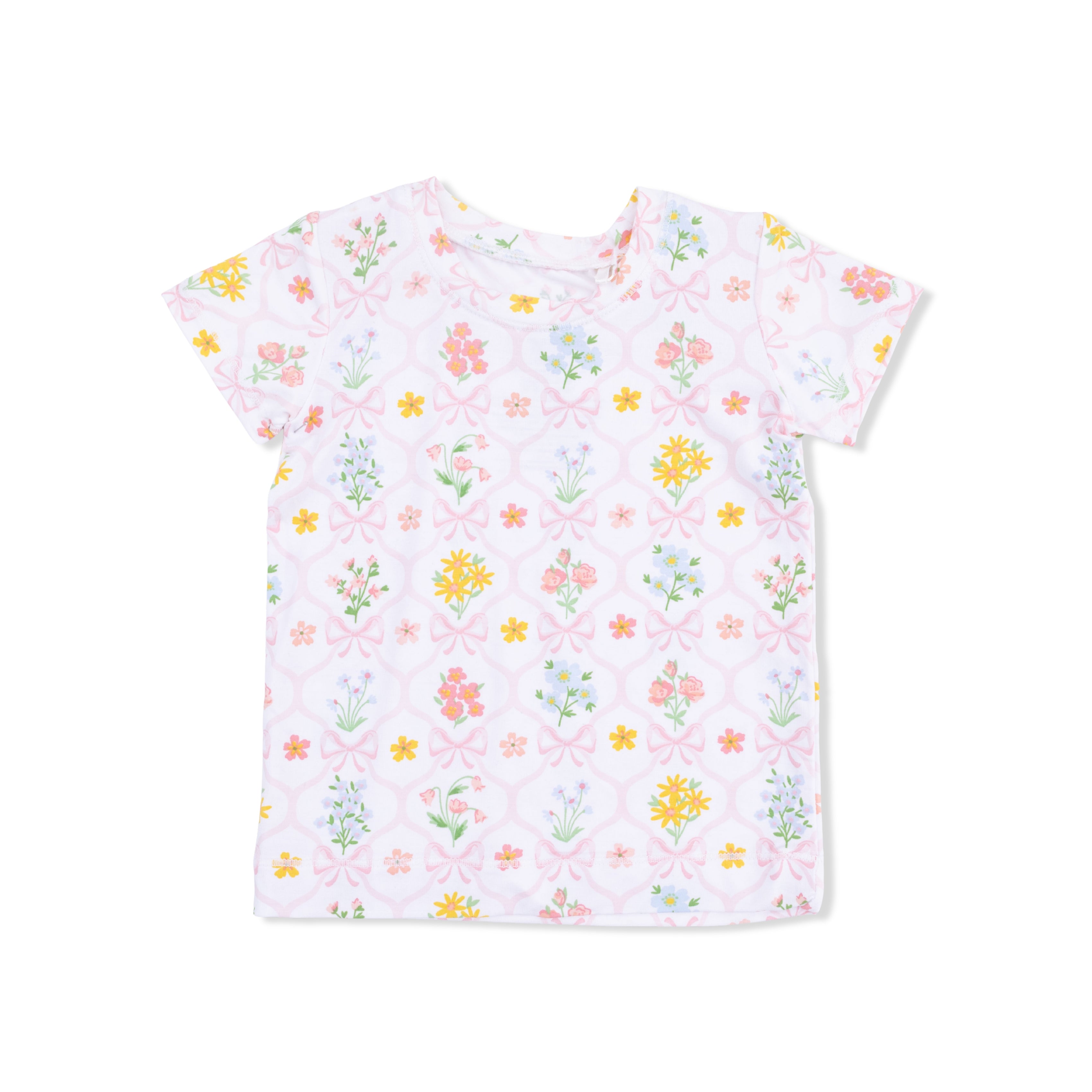 Loungewear Short Set - Spring Blooms Bow Trellis