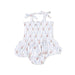Floral-patterned romper on a white background