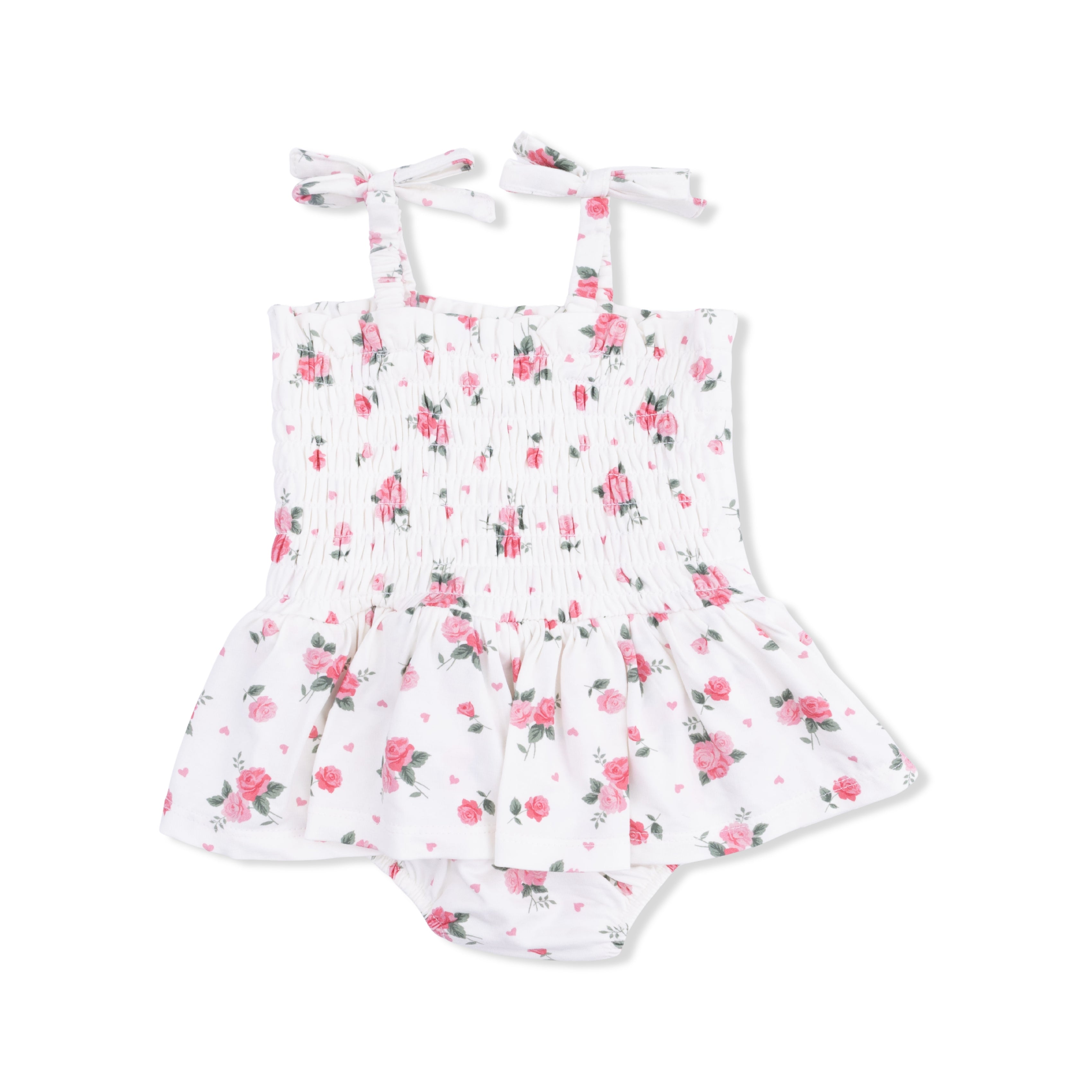 Floral baby romper on a white background