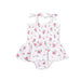Floral-patterned baby romper on a white background
