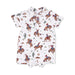 Baby romper with cowboy print on a white background