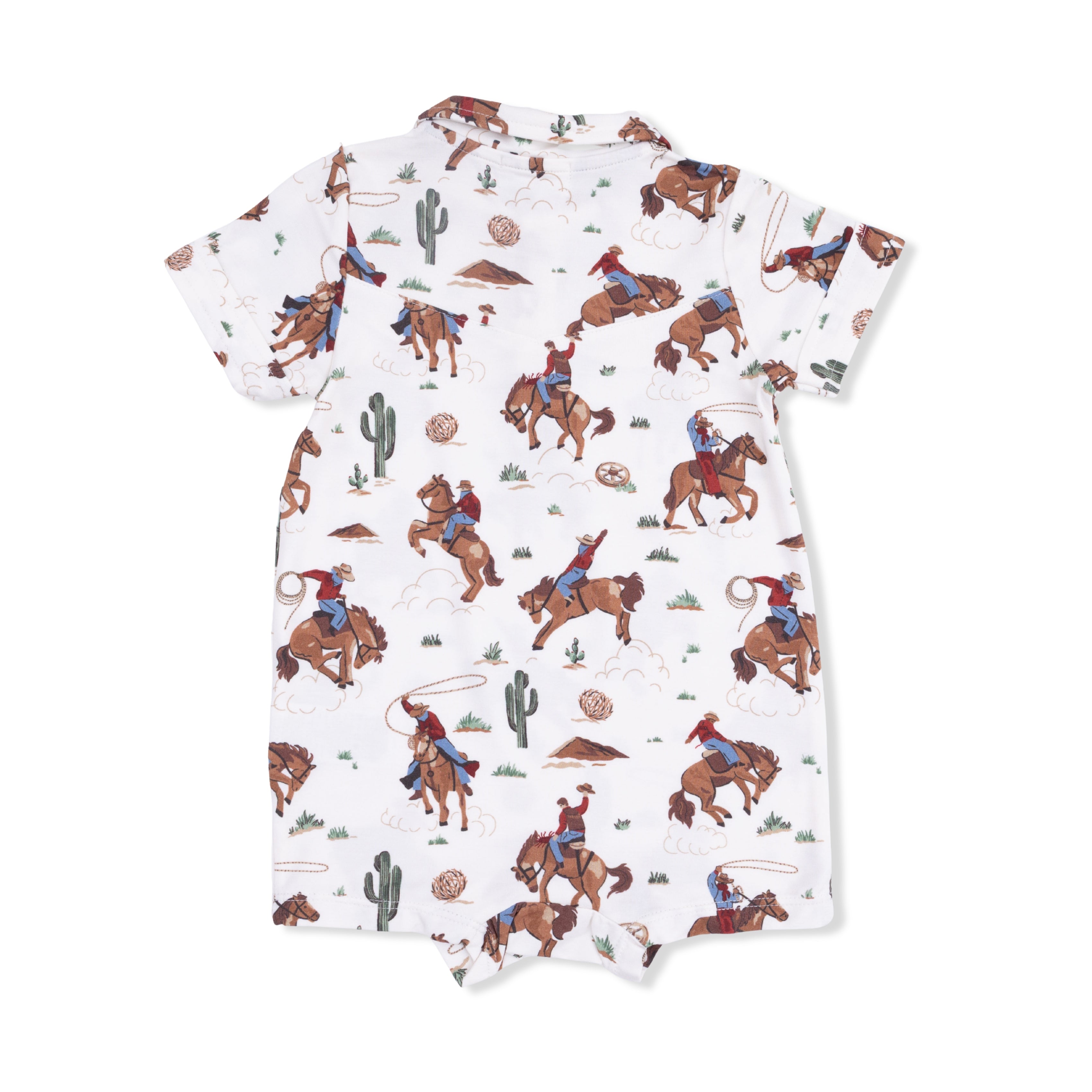 Children's shirt with cowboy and desert pattern on a white background